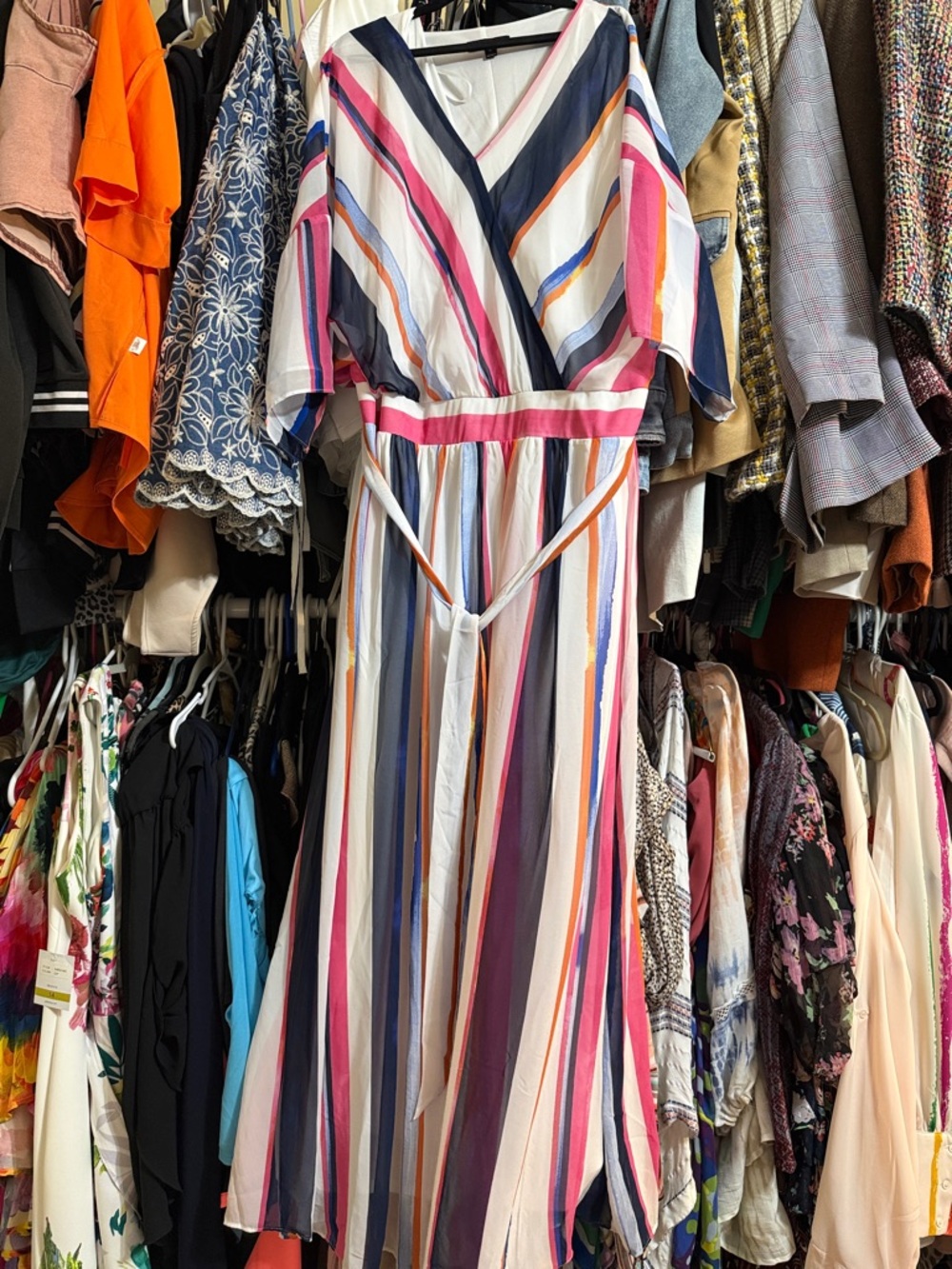 Lane Bryant never worn Striped Multi-Color Wrap Midi Dress - Women's